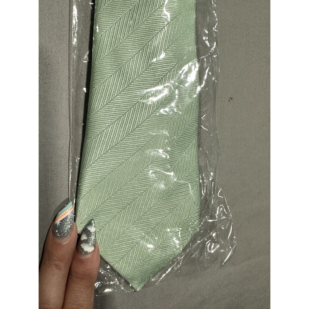 NWT The Tie Bar Solid Mint Green Herringbone Necktie